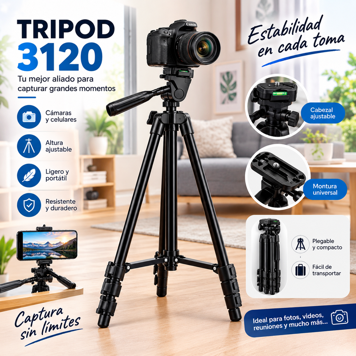 tripode Telescópico Tripod 3120 EH